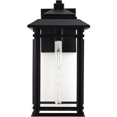  John Timberland North House Mission Outdoor Wall Light Fixture Matte Black Metal 19" Clear Glass For Post Exterior Barn Deck House Porch Yard Patio