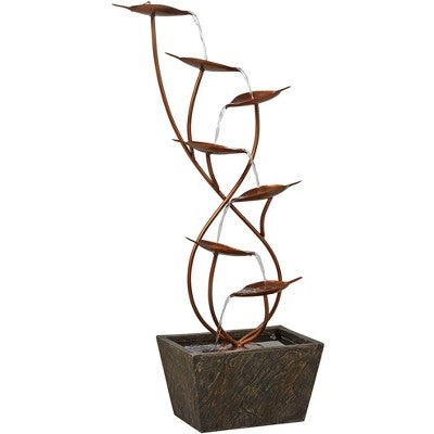  John Timberland Ashton Curved Leaves Modern Cascading Outdoor Floor Water Fountain 41" For Yard Garden Patio Home Deck Porch House Exterior Balcony
