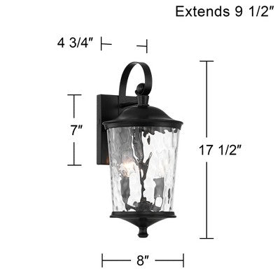  John Timberland Cirilla 17 1/2" High Modern Outdoor Wall Light Fixture Mount Porch House Exterior Weatherproof Matte Black Metal Clear Glass Shade