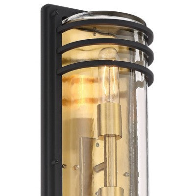  John Timberland Habitat Modern Outdoor Wall Light Fixture Black Brass Metal 21" Clear Glass For Post Exterior Barn Deck House Porch Yard Posts Patio