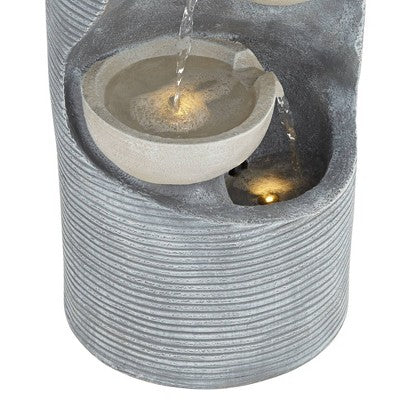  Tarin Four Bowl 31 1/2" High Large Modern Indoor Outdoor Decor Faux Stone Floor Fountain With Light LED Cascading Outside Garden
