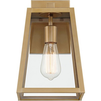  John Timberland Arrington Modern Outdoor Wall Light Fixtures Set Of 2 Soft Gold Metal 13" Clear Glass For Post Exterior Barn Deck House Porch Yard
