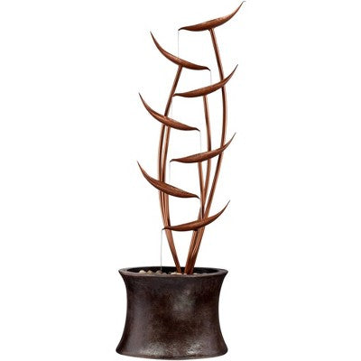 John Timberland Tiered Copper Leaves Modern Cascading Tiered Leaves Outdoor Floor Water Fountain 41" For Yard Garden Patio Deck Porch Balcony Roof
