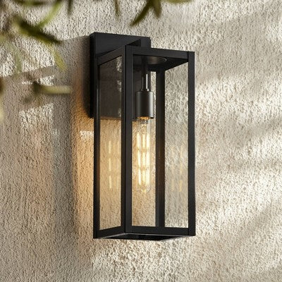  John Timberland Titan Modern Outdoor Wall Light Fixture Mystic Black 17" Clear Glass For Post Exterior Barn Deck House Porch Yard Patio Home Outside