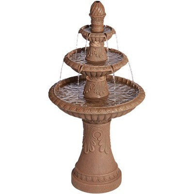  Santa Cruz 45 3/4" High Large Italian Outdoor Decor Faux Stone Floor Fountain With Light LED 3-Tier Outside Garden Patio Yard