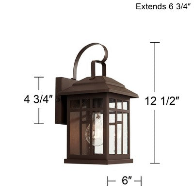  John Timberland Outdoor Wall Lights Set Of 2 Fixture Carriage Style Bronze 12 1/2" Clear Glass Lantern Exterior House Porch Patio