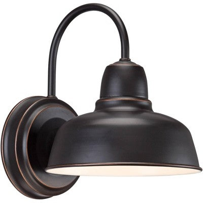  John Timberland Urban Barn Industrial Rustic Wall Light Sconces Set Of 2 Oil Rubbed Bronze Hardwire 8 1/2" Fixture Gooseneck Arm For Bedroom Bathroom