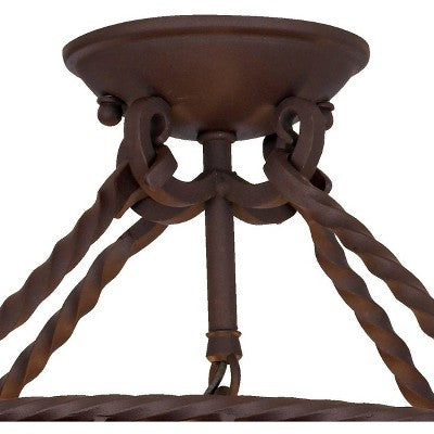  John Timberland Natural Mica Rustic Ceiling Light Semi Flush Mount Fixture 15" Wide Deep Walnut Scroll 3-Light Drum Shade For Bedroom Living Room Home