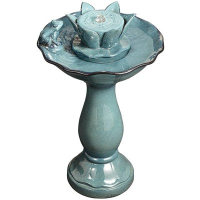  John Timberland Pleasant Pond Modern Bubbler Lotus Flower Outdoor Floor Water Fountain 25 1/4" For Yard Garden Patio Deck Porch House Exterior
