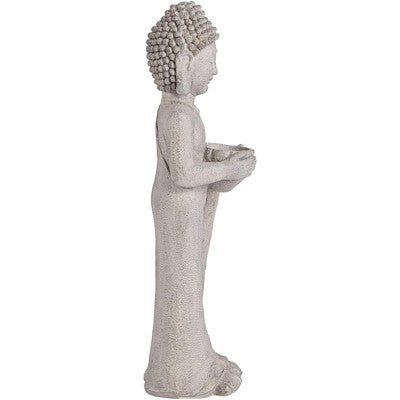  John Timberland Standing Buddha Statue Sculpture Zen Garden Decor Indoor Outdoor Front Porch Patio Yard Outside Home Balcony Gray Faux Stone 32" Tall