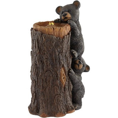  John Timberland Bears On Log Rustic Lodge Bubbler Outdoor Floor Water Fountain With LED Light 28 1/2" For Yard Garden Patio Home Deck Porch Exterior