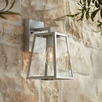  John Timberland Arrington Modern Outdoor Wall Light Fixture Silver Steel 10 3/4" Clear Glass For Post Exterior Barn Deck House Porch Yard Posts Patio