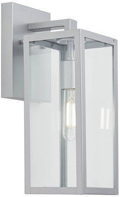  John Timberland Titan Modern Outdoor Wall Light Fixture Silver Metal Rectangular Frame 14" Clear Glass For Post Exterior Barn Deck House