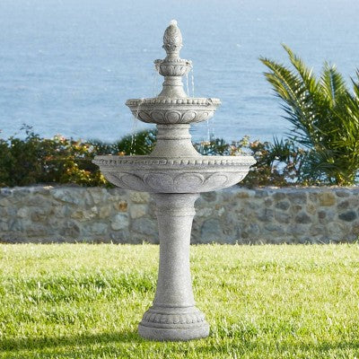  John Timberland Pineapple Modern 3 Tier Cascading Outdoor Floor Water Fountain 44" For Yard Garden Patio Home Deck Porch House Exterior Balcony Roof