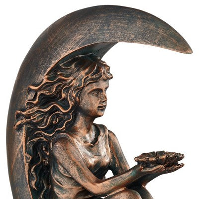  John Timberland Crescent Moon Modern Bubbler Outdoor Floor Water Fountain With LED Light 34" For Yard Garden Patio Home Deck Porch Exterior Balcony