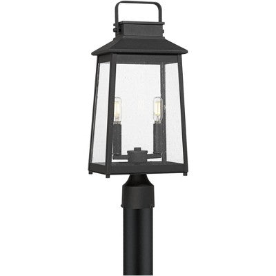  John Timberland Jubliee 20 1/4" High Modern Outdoor Post Light Fixture Pole Porch House Exterior 2-Light Weatherproof Black Metal Clear Glass Shade