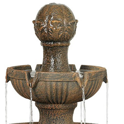  John Timberland Ravenna Rustic 3 Tier Weathered Stone Cascading Outdoor Floor Water Fountain 43" For Yard Garden Patio Home Deck Porch House Exterior
