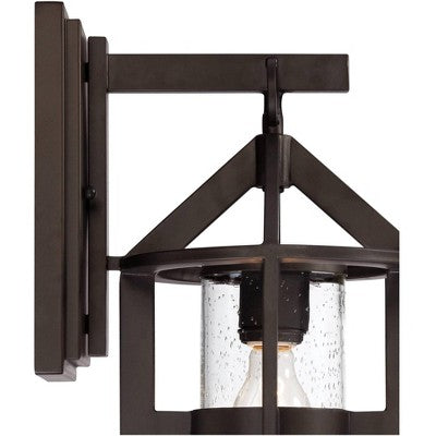  John Timberland Argentine Rustic Farmhouse Outdoor Wall Light Fixture Bronze 17" Clear Seedy Cylinder Glass For Post Exterior Barn Deck House Porch