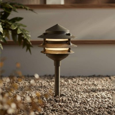  John Timberland Three-Tier Pagoda 11" High Bronze LED Landscape Path Light