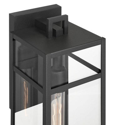  John Timberland San Lucas 18 3/4" High Modern Outdoor Wall Light Fixture Mount Porch House Set Of 2 Weatherproof Sand Black Metal Clear Glass Shade