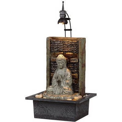  John Timberland Namaste Buddha Zen Waterfall Indoor Tabletop Water Fountain With LED Light 11 1/2" For Table Office Desk Home Bedroom Meditation
