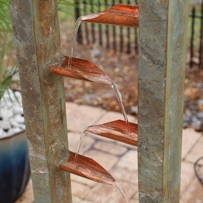  Zigzag Zen 47 3/4" High Large Modern Outdoor Decor Slate And Copper Floor Fountain Cascading Outside Garden Patio Yard Backyard
