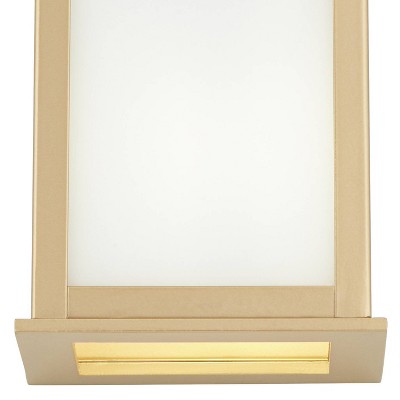 John Timberland Modern Outdoor Wall Light Fixture Warm Gold 12 3/4" Milky White Glass Shade For Exterior Barn Deck House Porch Yard Patio Outside Home