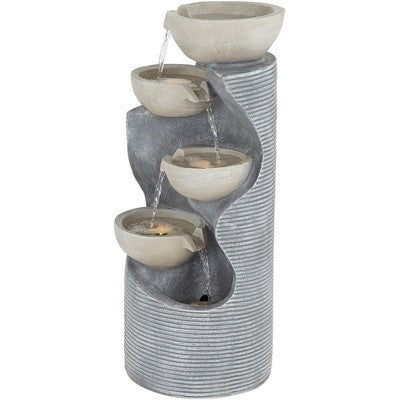  Tarin Four Bowl 31 1/2" High Large Modern Indoor Outdoor Decor Faux Stone Floor Fountain With Light LED Cascading Outside Garden