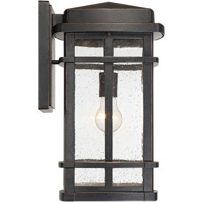  John Timberland Neri Mission Outdoor Wall Light Fixture Oil Rubbed Bronze 16" Clear Seedy Glass For Post Exterior Barn Deck House Porch Yard Patio