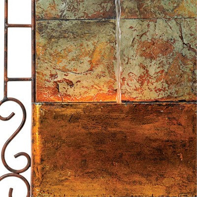  Ibizi 33" High Large Rustic Traditional Indoor Outdoor Decor Faux Stone Wall Fountain With Light LED Iron Scroll Outside Garden