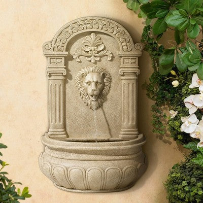  John Timberland Lion Face Rustic Outdoor Wall Water Fountain 31" Regal For Yard Garden Patio Home Deck Porch House Exterior Balcony Roof Relaxation