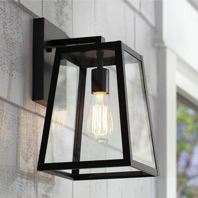  John Timberland Arrington Modern Outdoor Wall Light Fixture Mystic Black 13" Clear Glass For Post Exterior Barn Deck House Porch Yard Posts Patio Home