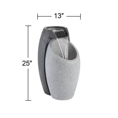  John Timberland Modern Outdoor Floor Water Fountain With Light LED 25" High Waterfall For Yard Garden Patio Deck Home