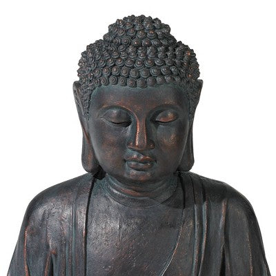  John Timberland Meditating Buddha Zen Bubbler Outdoor Water Fountain With LED Light 24" For Yard Garden Patio Home Deck Porch House Meditation Decor