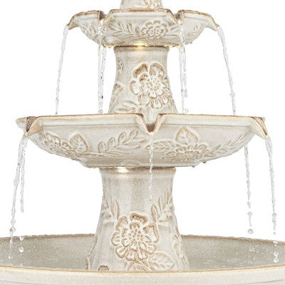  Formentera 45" High Large Italian Outdoor Decor Ceramic Floor Fountain With Light LED 3-Tier Outside Garden Patio Yard Backyard