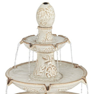  Formentera 45" High Large Italian Outdoor Decor Ceramic Floor Fountain With Light LED 3-Tier Outside Garden Patio Yard Backyard