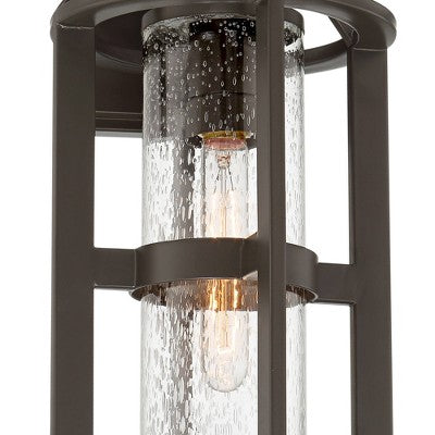  John Timberland Argentine Modern Industrial Outdoor Wall Light Fixture Bronze Metal 21" Clear Seedy Glass For Post Exterior Barn Deck House Porch Yard