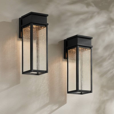 John Timberland Sintef 14 1/4" Sand Black LED Outdoor Lights Set Of 2