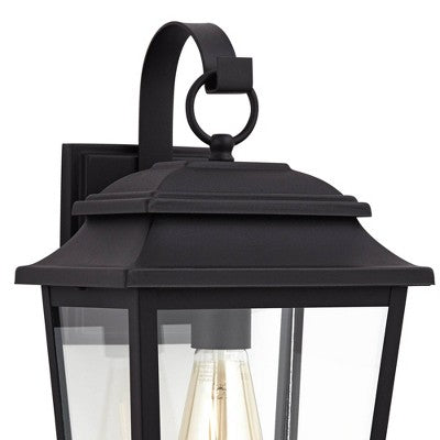  John Timberland Bellis Verde Rustic Outdoor Wall Light Fixture Texturized Black 15 1/4" Clear Glass For Post Exterior Barn Deck House Porch Yard Home