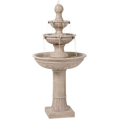  John Timberland Stafford Rustic 3 Tier Cascading Bubbler Outdoor Floor Water Fountain 48" For Yard Garden Patio Home Deck Porch House Exterior Balcony