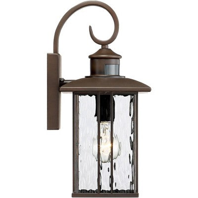  John Timberland Deaver Modern Outdoor Wall Light Fixture Bronze Dusk To Dawn Motion Sensor 15 1/4" Clear Water Glass For Post Exterior Barn Deck House