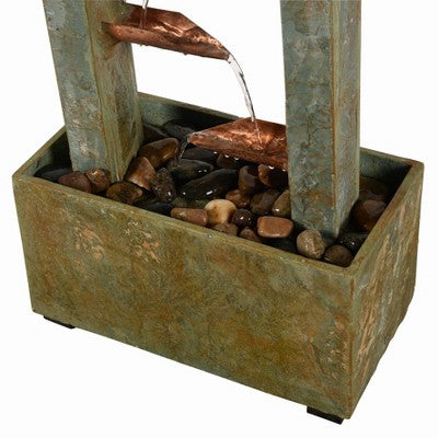  Zigzag Zen 47 3/4" High Large Modern Outdoor Decor Slate And Copper Floor Fountain Cascading Outside Garden Patio Yard Backyard