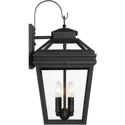  John Timberland Stratton Street Mission Outdoor Wall Light Fixture Textured Black Lantern 22" Clear Glass For Post Exterior Barn Deck House Porch Yard