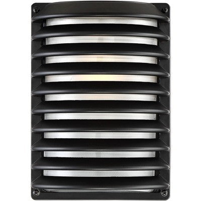 John Timberland Modern Outdoor Wall Light Fixtures Set Of 2 Black Grid 10" Frosted Glass For Post Exterior Barn Deck House Porch Yard Posts Patio Home
