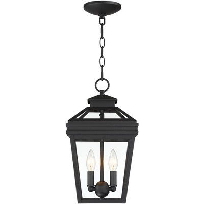  John Timberland Stratton Street Rustic Outdoor Hanging Light Textured Black Lantern 16 1/2" Clear Glass For Post Exterior Barn Deck House Porch Yard