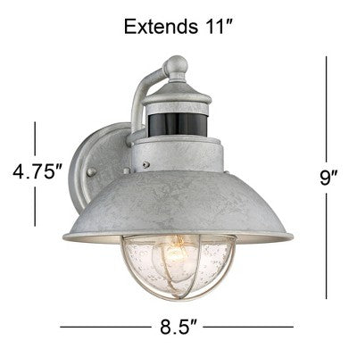  John Timberland Oberlin Rustic Industrial Farmhouse Outdoor Barn Light Fixture Galvanized Dusk To Dawn Motion Sensor 9" Clear Seedy Glass For Exterior