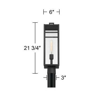  John Timberland San Lucas 21 3/4" High Modern Outdoor Post Light Fixture Pole Porch House Exterior Weatherproof Sand Black Metal Clear Glass Shade
