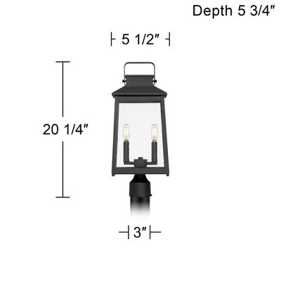  John Timberland Jubliee 20 1/4" High Modern Outdoor Post Light Fixture Pole Porch House Exterior 2-Light Weatherproof Black Metal Clear Glass Shade
