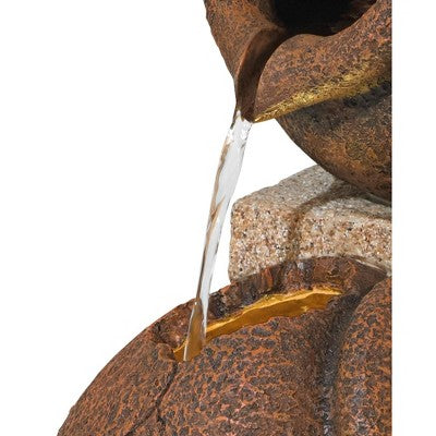  John Timberland Tipping Jugs Rustic Cascading Outdoor Floor Water Fountain With LED Light 30" For Yard Garden Patio Home Deck Porch House Roof