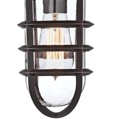  John Timberland Marlowe Industrial Outdoor Wall Light Fixture Galvanized Metal Cage 13 1/4" Clear Glass For Post Exterior Barn Deck House Porch Yard